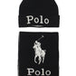 Ralph Lauren Men's Wool Blend Winter Hat & Scarf Set Black Size Regular