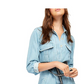 Free People Women's Shapeshifter Denim Frayed Hem Romper Blue Size Small