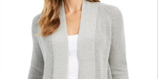 Charter Club Women's Cotton Cropped Cardigan Silver Tin Size Petite XL