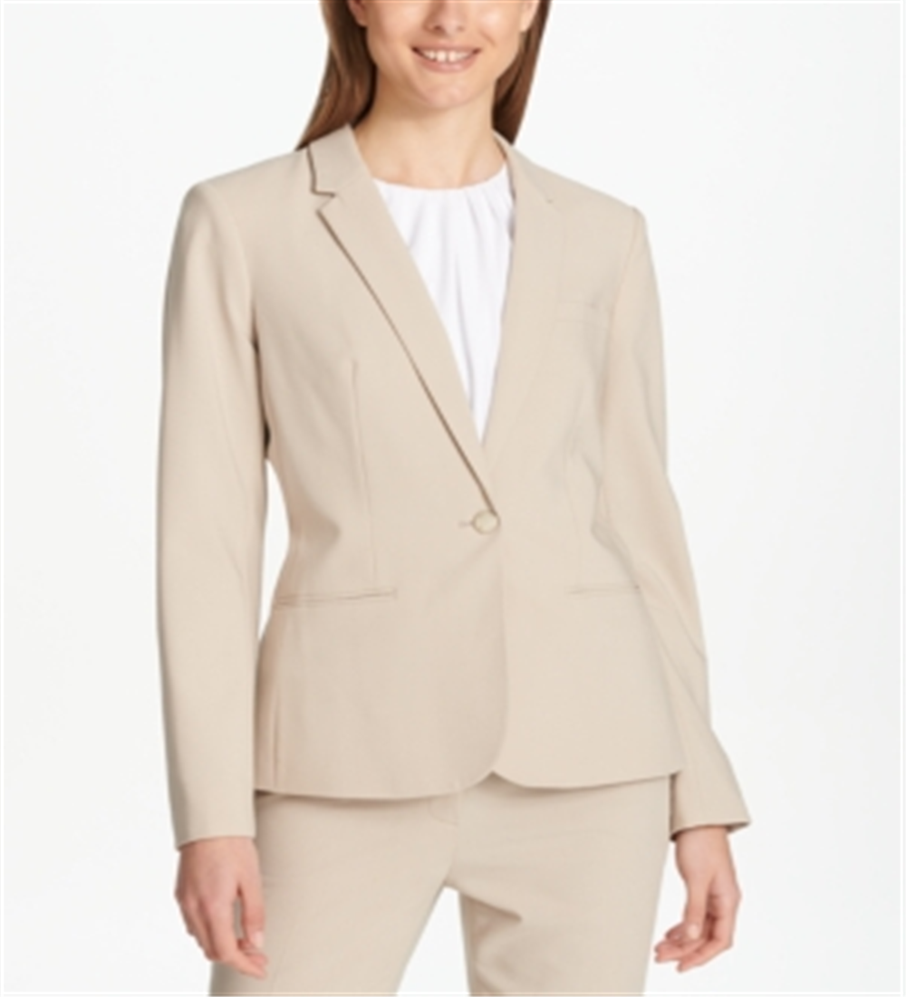 Calvin Klein Women's One Button Blazer Brown Size 12