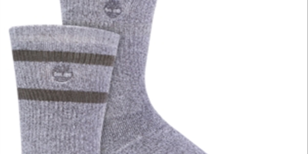 Timberland Men's Men's Marled Striped 2 Pack Boot Socks Gray Size  7-12