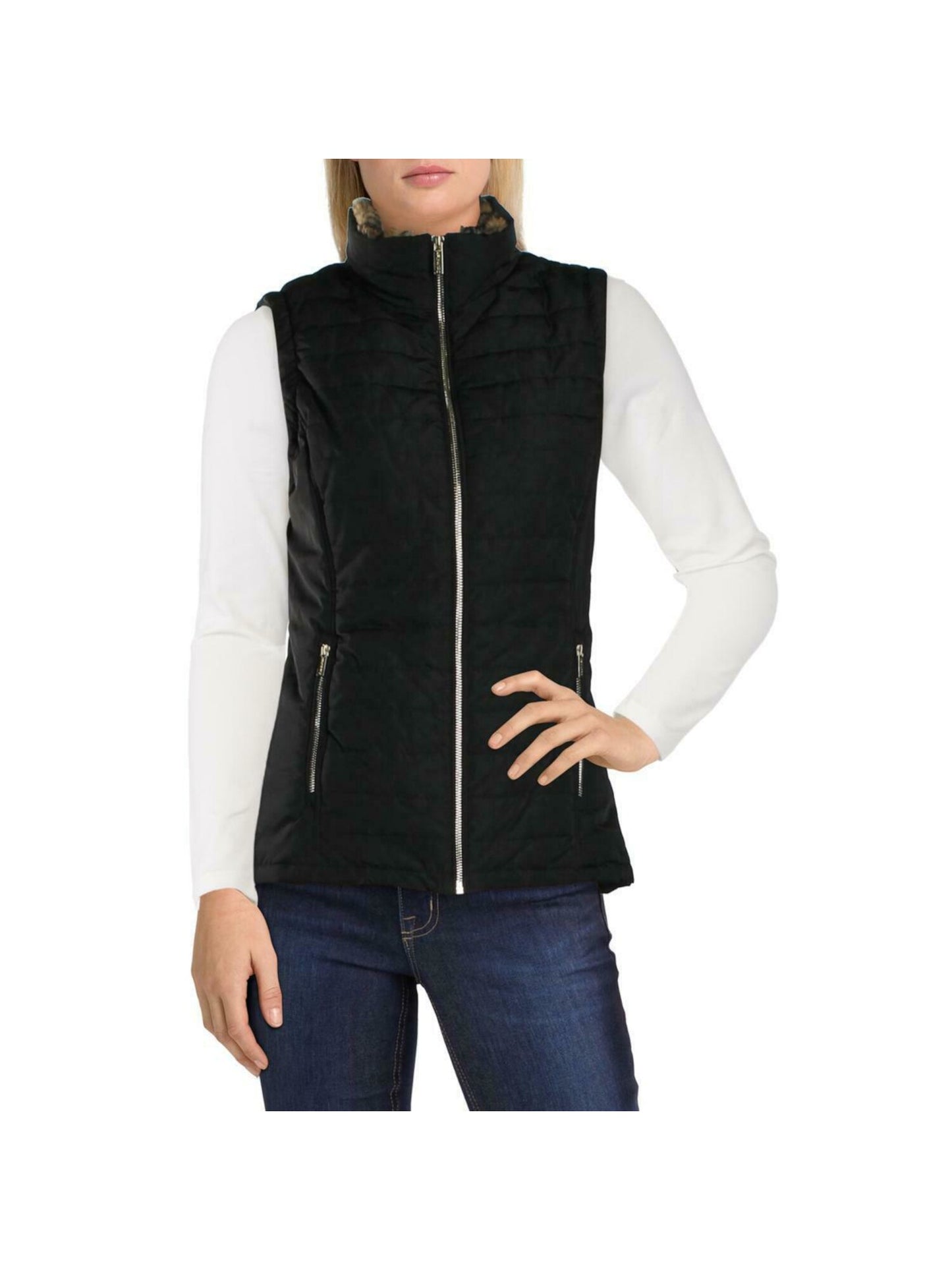 Calvin Klein Women's Winter Quilted Vest Black Size X-Small