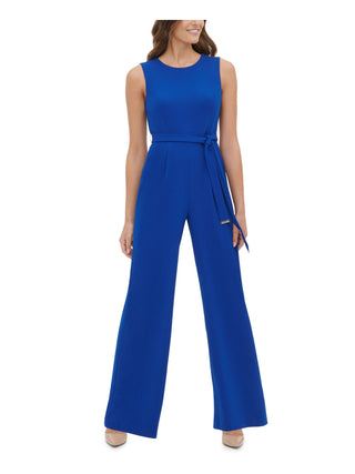 Tommy Hilfiger Women's Crepe Belted Jumpsuit Blue Size 4