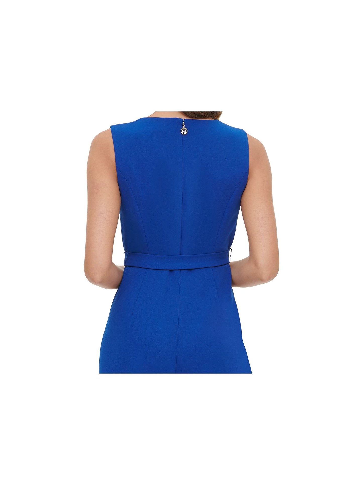 Tommy Hilfiger Women's Crepe Belted Jumpsuit Blue Size 4