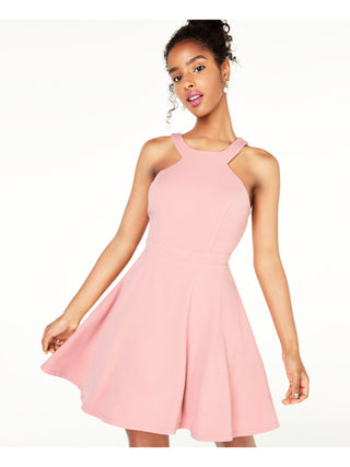 City Studios Women's Sleeveless Halter Short Fit Flare Party Dress Pink Size 0