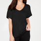 Hippoe Rose Women's Pocket at Front Short Sleeve V Neck T-Shirt Juniors Black Size S