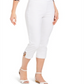 JM Collection Women's Tortoise Look Ring Tummy Control Capri Pants White Size X-Small
