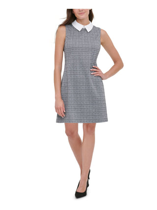 Tommy Hilfiger Women's Contrast Collar Plaid Dress Gray Size 12