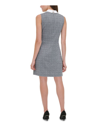 Tommy Hilfiger Women's Contrast Collar Plaid Dress Gray Size 12