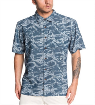 Quiksilver Men's Tribal Kelp Shirt Blue Size XX-Large