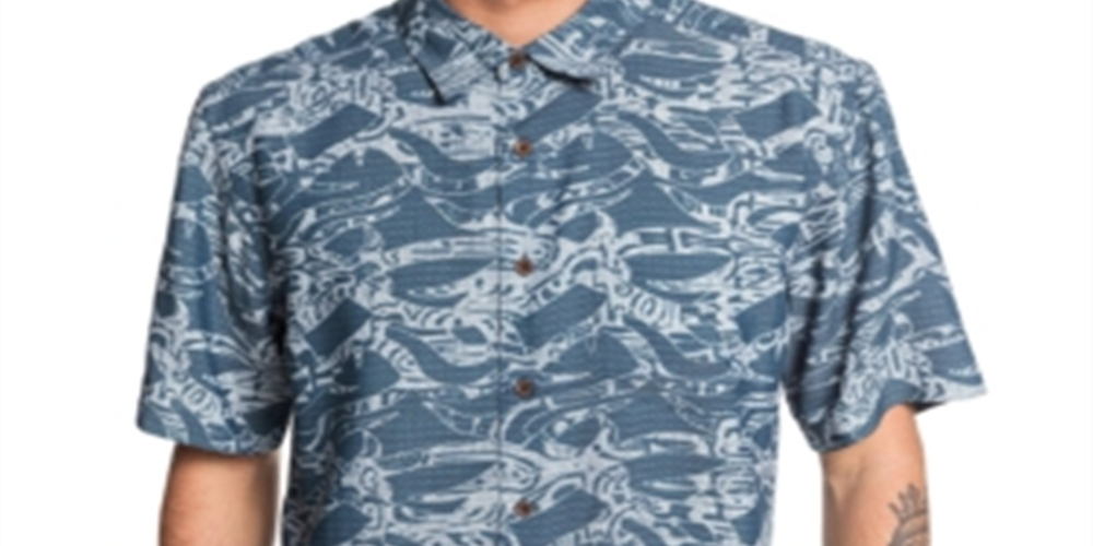 Quiksilver Men's Tribal Kelp Shirt Blue Size XX-Large