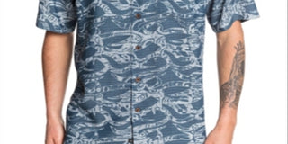 Quiksilver Men's Tribal Kelp Shirt Blue Size XX-Large