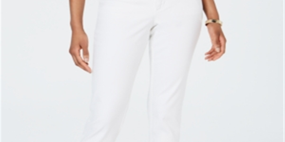 Charter Club Women's Bristol Eyelet Hem Skinny Jeans White Size 18