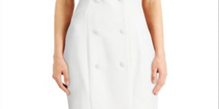 City Studios Junior's Halter Tuxedo Dress White Size Small
