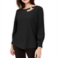 Alfani Women's Cut Out Blouse Black Size Petite Medium