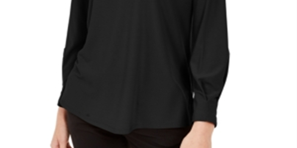 Alfani Women's Cut Out Blouse Black Size Petite Medium