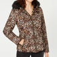 Celebrity Pink Junior's Leopard Print Puffer Coat With Faux Fur Trim Hood Brown Size XX-Large