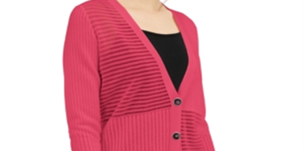 Alfani Women's Ottoman Cardigan Pink Size Petite Medium