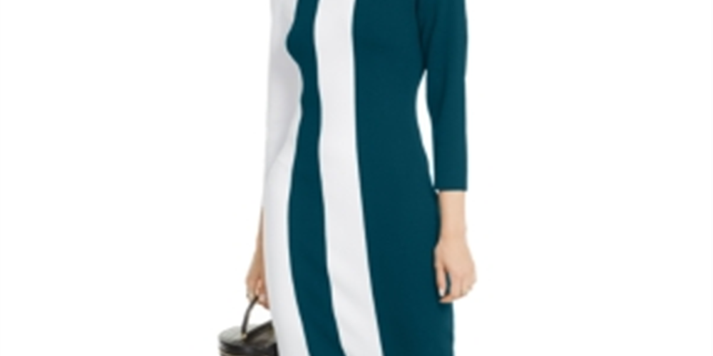 INC International Concepts Women's Colorblocked Sweater Dress Green Size Petite XL