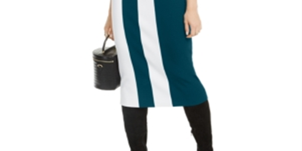 INC International Concepts Women's Colorblocked Sweater Dress Green Size Petite XL