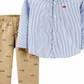 Carter's Baby Boy's 2 Pc Cotton Striped Button Front Top & Hero Vehicle Print Pants Set Blue Size 3MOS