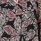 Charter Club Women's Pleated V Neck Paisley Knit Shirt Black Multi Size S