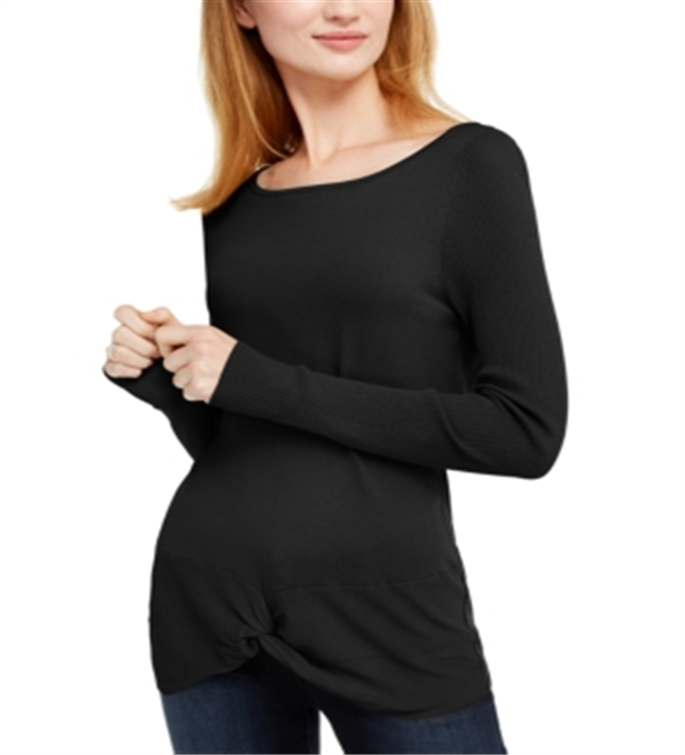 INC International Concepts Women's Twisted Sweater Black Size X-Small