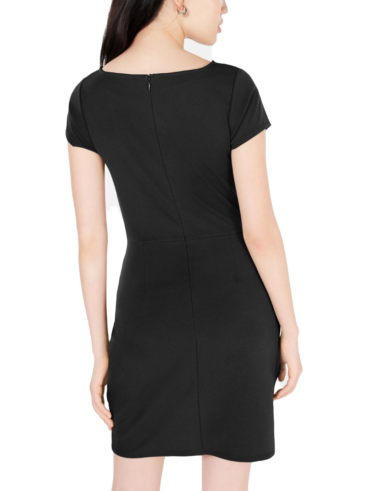 Planet Gold Women's Short Sleeve Short Body Con Cocktail Dress Black Size Large