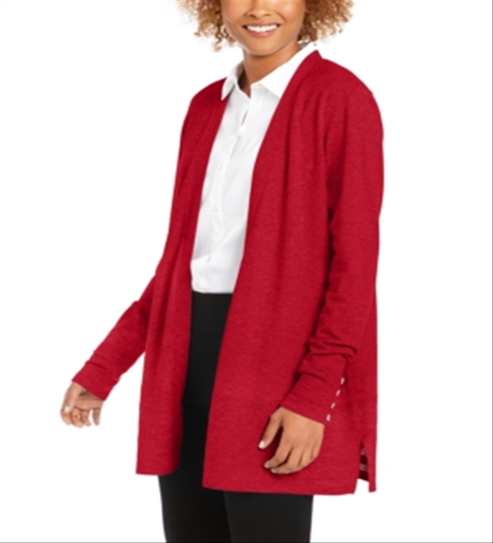 Charter Club Women's Open Front Cardigan Red Size Small