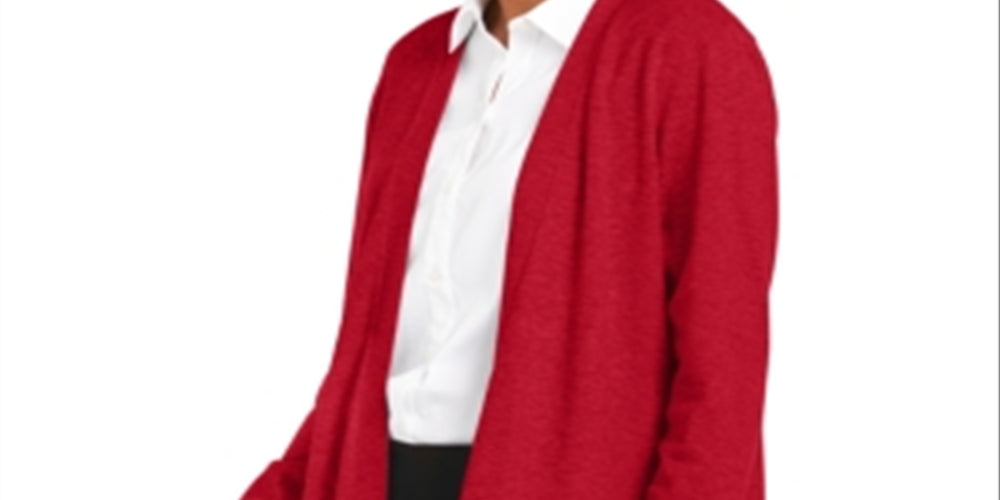 Charter Club Women's Open Front Cardigan Red Size Small