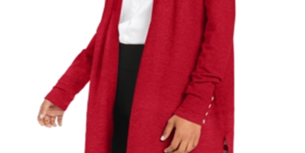 Charter Club Women's Open Front Cardigan Red Size Small