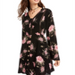American Rag Junior's Printed Bell Sleeved Mini Dress Black Size Small