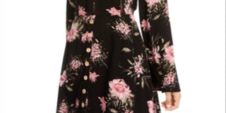 American Rag Junior's Printed Bell Sleeved Mini Dress Black Size Small