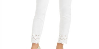 Charter Club Women's Eyelet Ankle Jeans White Size 4