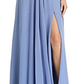 Aqua Women's Lace up Chiffon Gown Blue Size 8