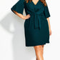 City Chic Women's DRESS KNOT FRONT Teal Size 22W