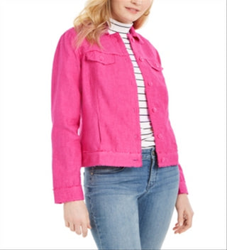 Charter Club Women's Linen Jacket Pink Size X-Large