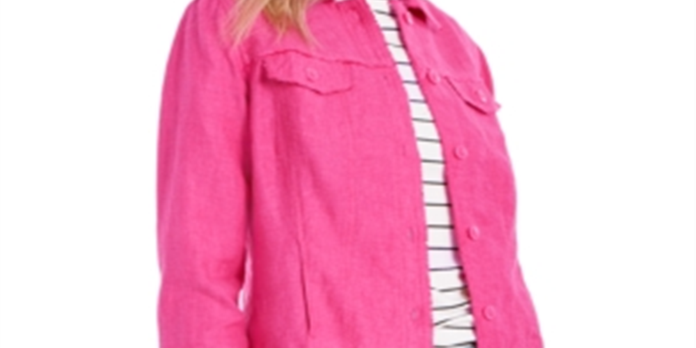 Charter Club Women's Linen Jacket Pink Size X-Large