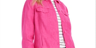 Charter Club Women's Linen Jacket Pink Size X-Large