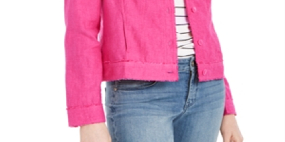 Charter Club Women's Linen Jacket Pink Size X-Large