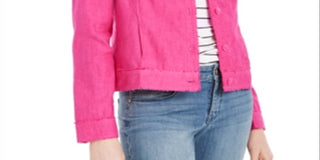 Charter Club Women's Linen Jacket Pink Size X-Large
