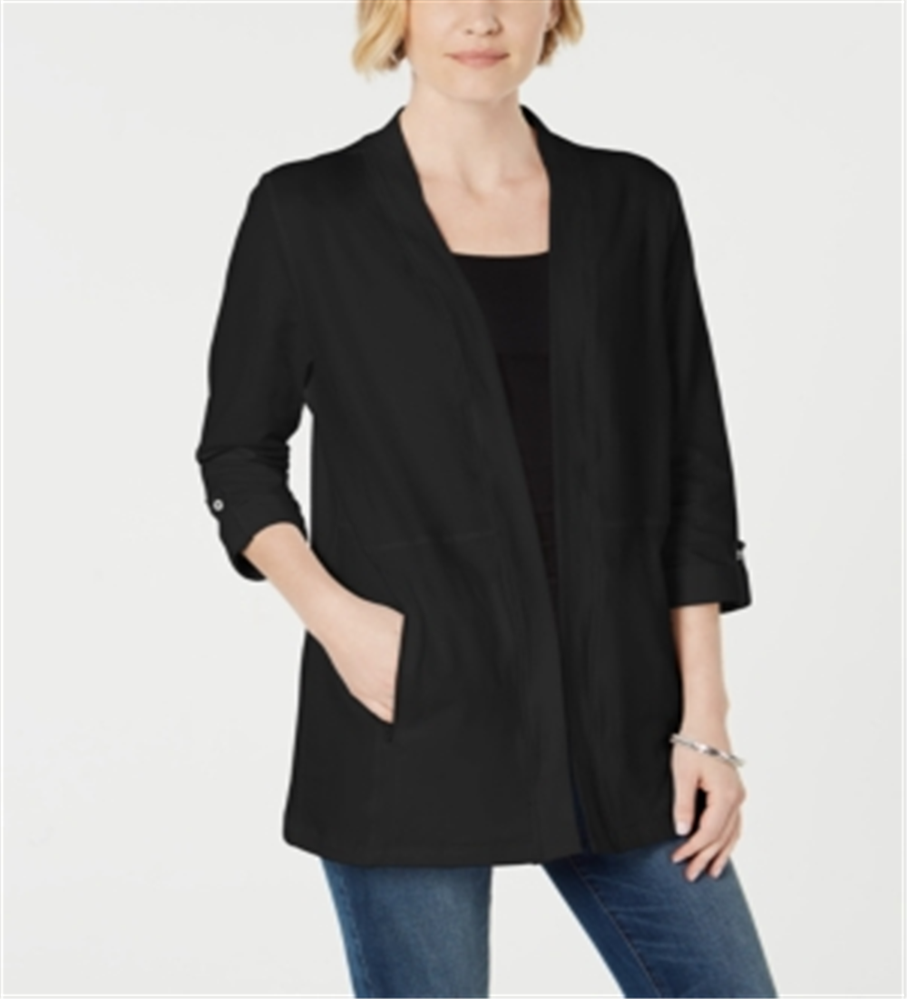Karen Scott Women's 3/4 Sleeve Cozy Cardigan Black Size X-Small