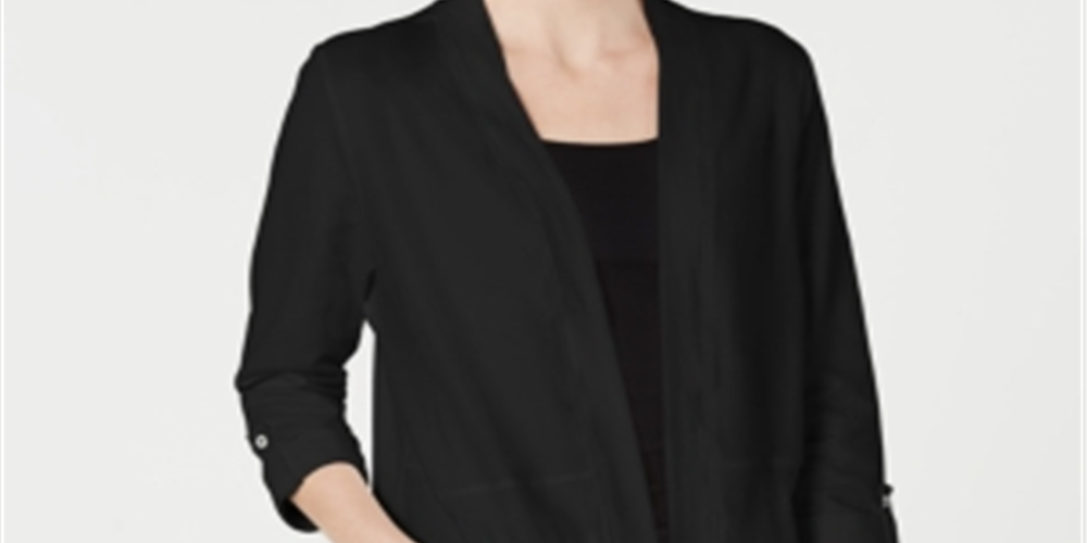 Karen Scott Women's 3/4 Sleeve Cozy Cardigan Black Size X-Small