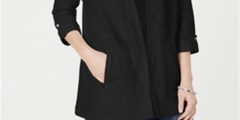 Karen Scott Women's 3/4 Sleeve Cozy Cardigan Black Size X-Small