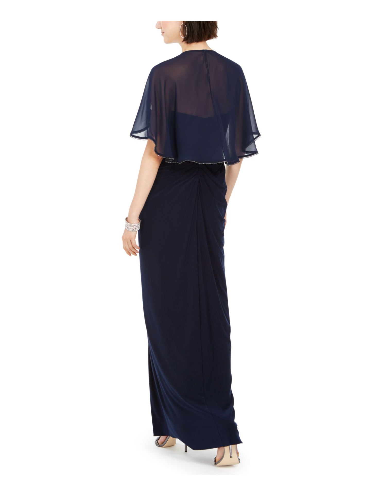 Adrianna Papell Women's  Embellished Ruched Formal Dress Blue Size 8