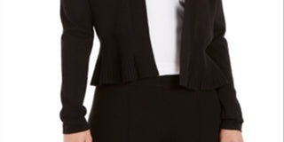 Charter Club Women's Open Front Peplum Cardigan Black Size Small