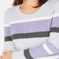 Karen Scott Women's Striped Pullover Crewneck Sweater Purple Size X-Small