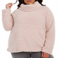 Style & Co Women's Plus Cowlneck Faux Sherpa Sweater Light Rose Size 0X