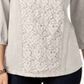 Style & Co Women's Lace Front Henley Top StoneWAll Size PP
