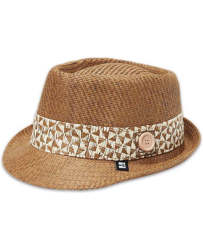 B Block Headwear Men's Straw Fedora Brown Size Regular